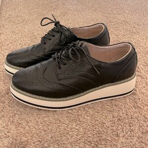 Black platform oxfords